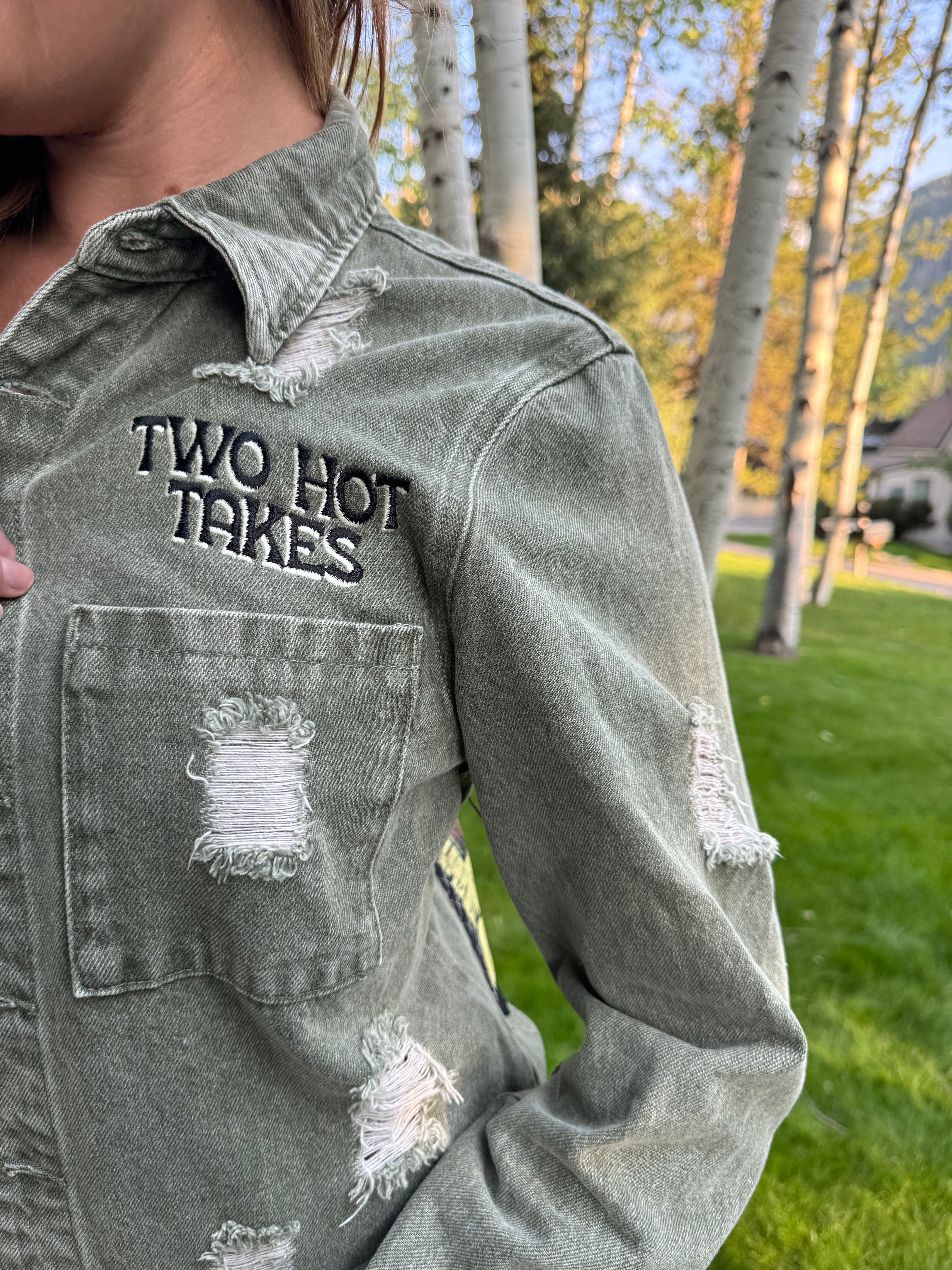 Desert Horse Olive Denim Shacket