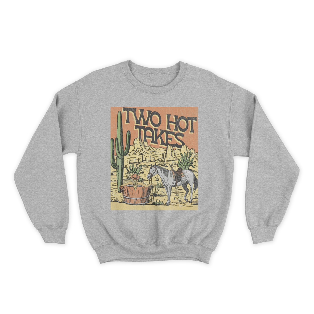 Quirky Desert Horse Heather Grey Crewneck